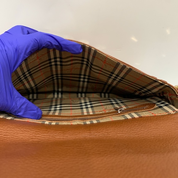 Burberry Brown Leather Shoulder Bag Sku#85019 (Gently used, mold) - Picture 10 of 13